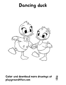 Coloring pages: Dancing duck pdf
