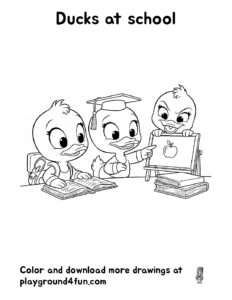 Coloring pages: Ducks at school pdf