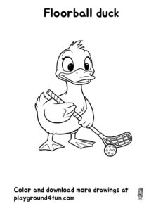 Coloring pages: Floorball duck 1 pdf