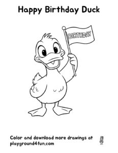 Coloring pages: Happy Birthday Duck pdf