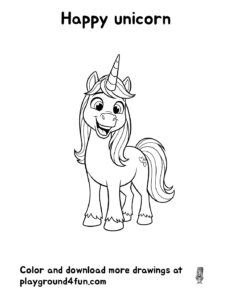 Coloring pages: Happy unicorn pdf