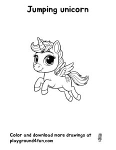 Coloring pages: Jumping unicorn pdf