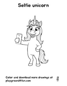 Coloring pages: Selfie unicorn pdf