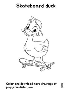 Coloring pages: Skateboard duck pdf