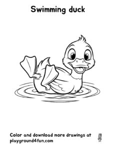 Coloring pages: Swimming duck pdf