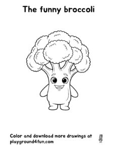 Free drawings for coloring, meet our funny broccoli