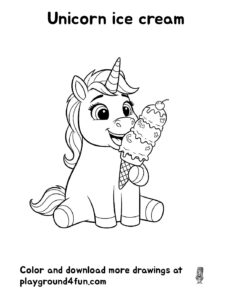 Coloring pages: Unicorn ice cream pdf