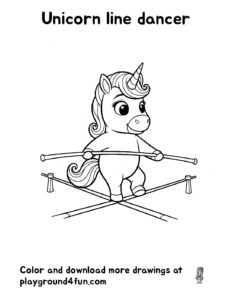 Coloring pages: Unicorn line dancer pdf