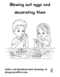 Coloring pages: Blowing out eggs and decorating them pdf
