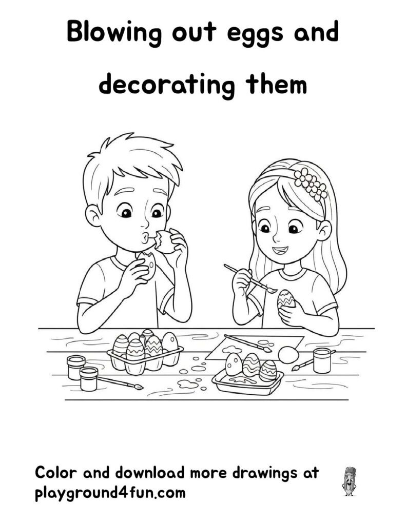 Blowing out eggs and decorating them