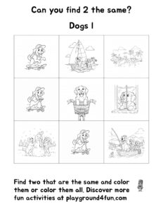 Can you find 2 the same? Dogs I