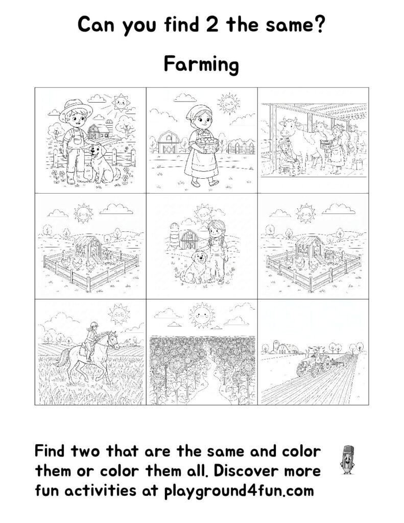 Can you find 2 the same? Farming