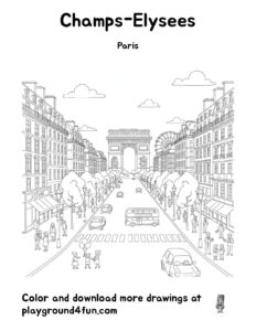 Coloring pages: Champs Elysees Paris pdf