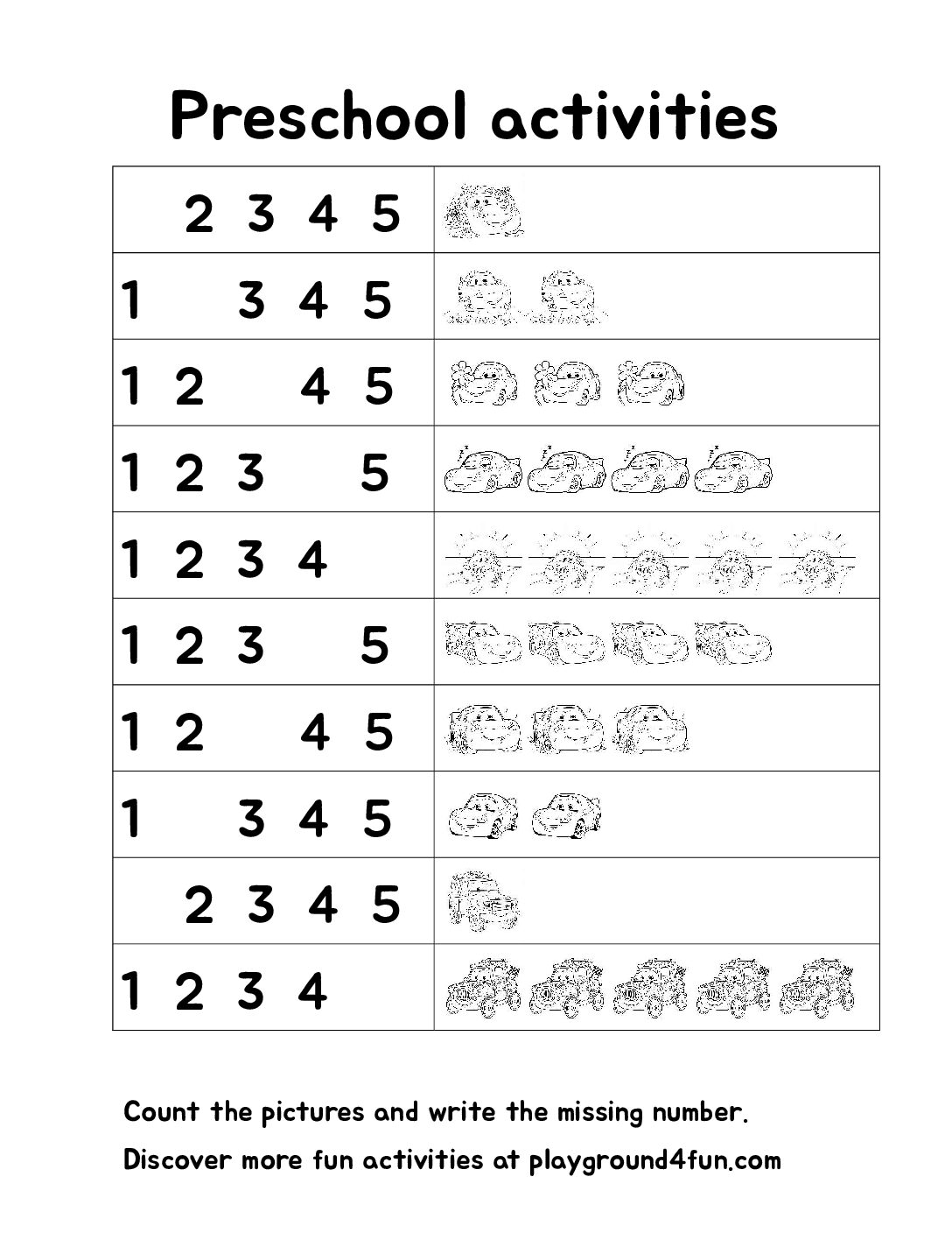 Write the missing number – Cars