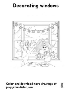 Coloring pages: Decorating windows pdf