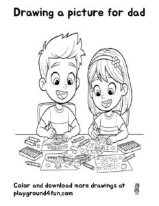 Coloring pages: Drawing a picture for dad pdf