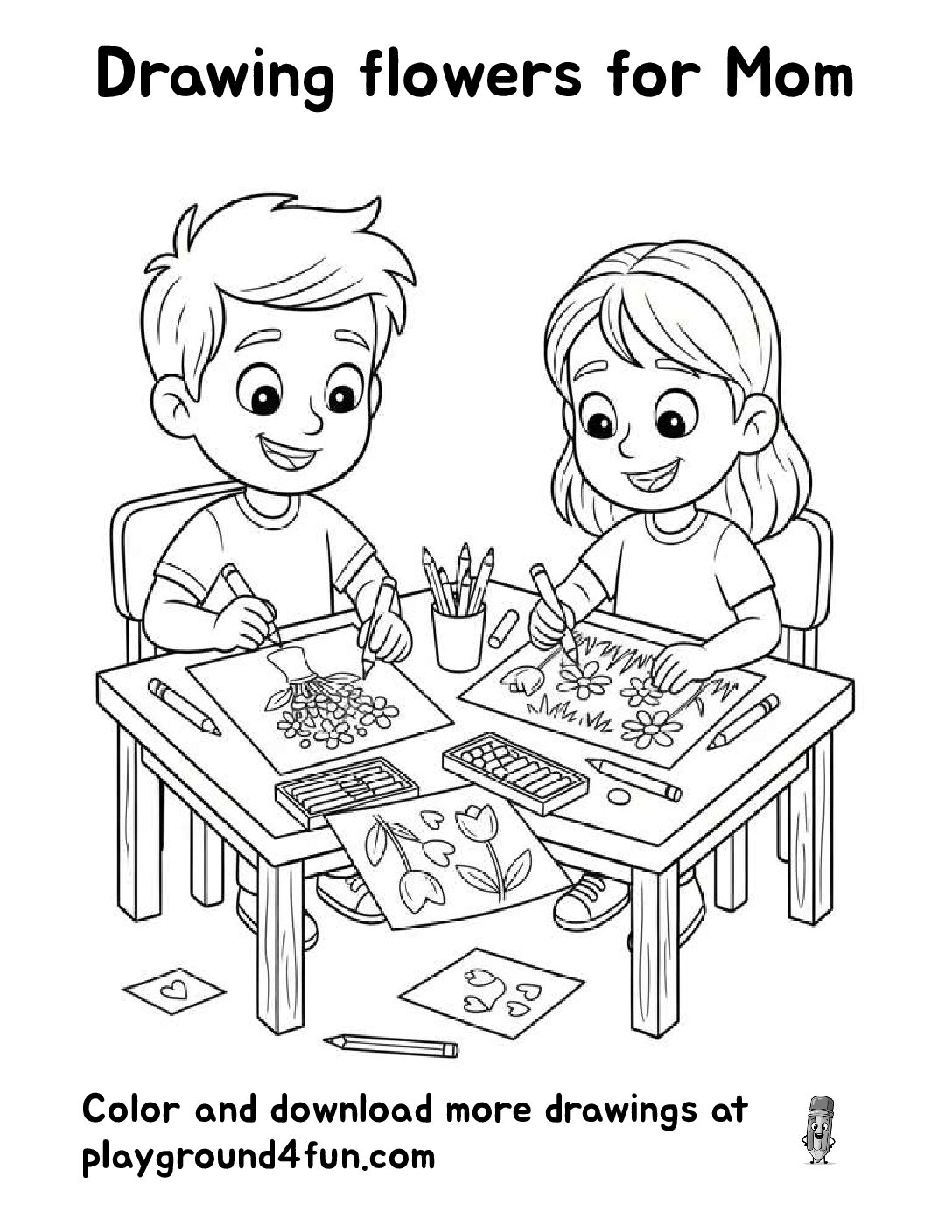 Drawing flowers for Mom