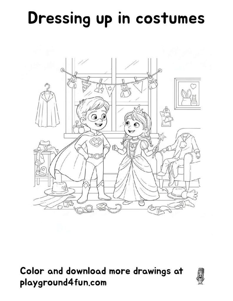Dressing up in costumes Coloring Pages