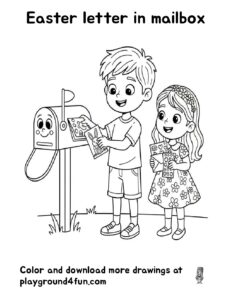 Coloring pages: Easter letter in mailbox pdf