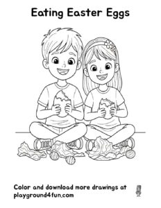 Coloring pages: Eating Easter Eggs pdf