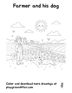 Coloring pages: Farmer and his dog pdf