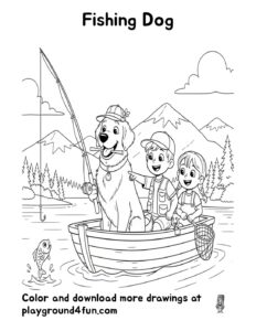 Coloring pages: Fishing Dog pdf