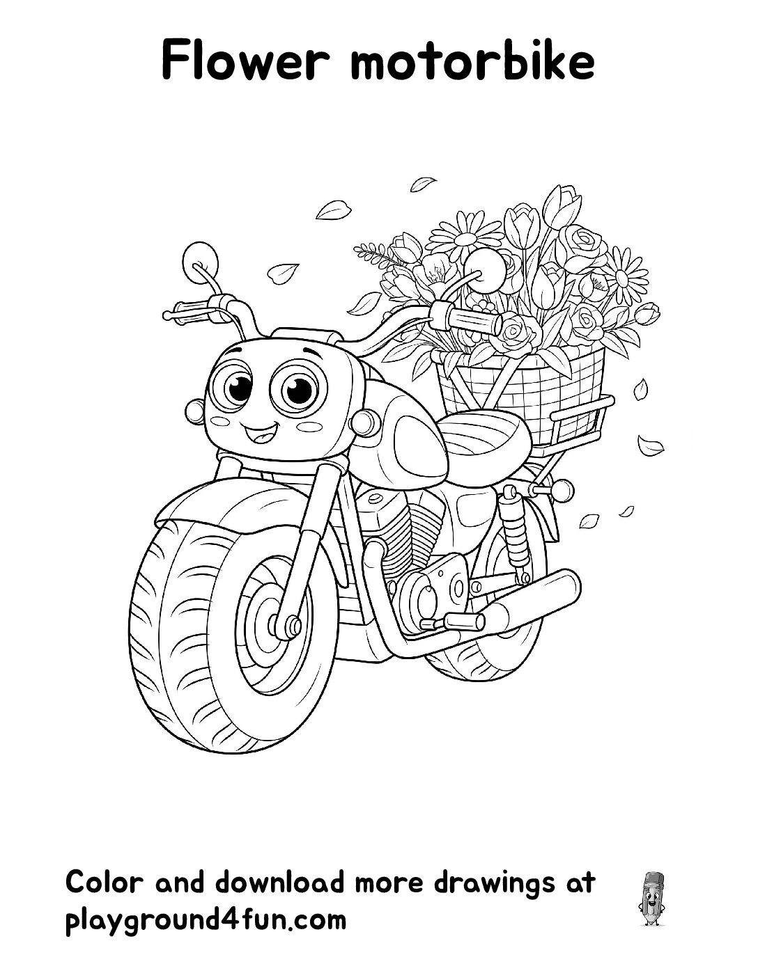 Coloring pages: Flower motorbike pdf