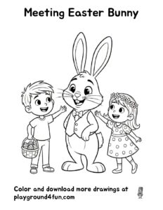 Coloring pages: Meeting Easter Bunny pdf