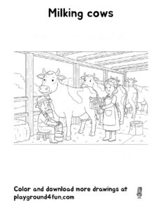 Coloring pages: Milking cows pdf