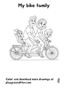 Coloring pages: My bike family pdf