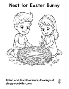 Coloring pages: Nest for Easter Bunny pdf