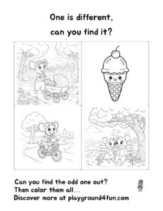 Coloring pages: One is different can you find it 22 pdf