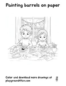 Painting barrels on paper