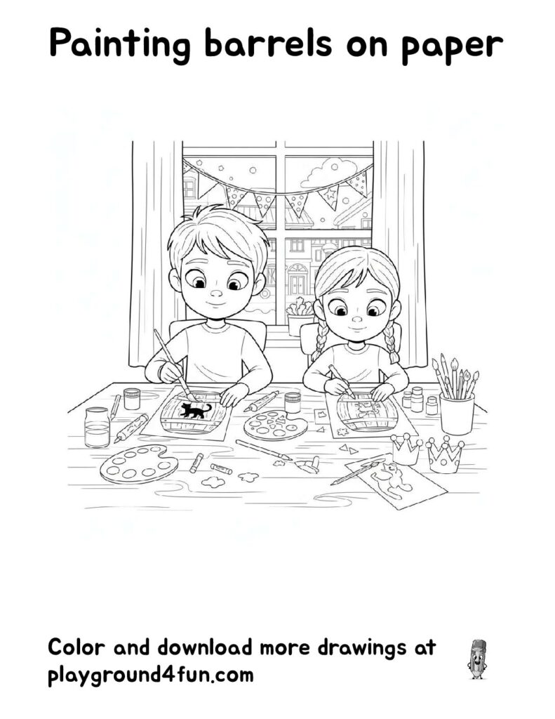 Painting barrels on paper