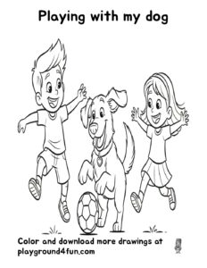 Coloring pages: Playing with my dog pdf