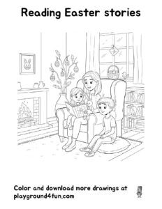 Coloring pages: Reading Easter stories pdf