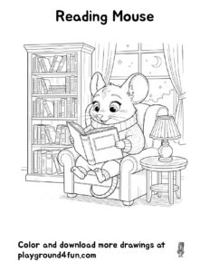Coloring pages: Reading Mouse pdf