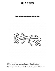 Coloring pages: The first words GLASSES pdf