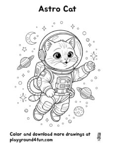 Coloring pages: Astro Cat pdf