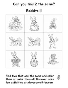 Can you find 2 the same?Rabbits II