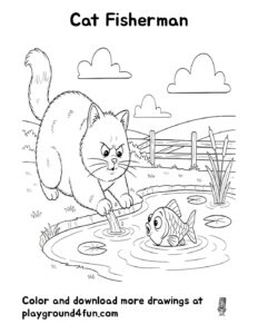 Coloring pages: Cat Fisherman pdf