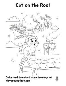 Coloring pages: Cat on the Roof preview