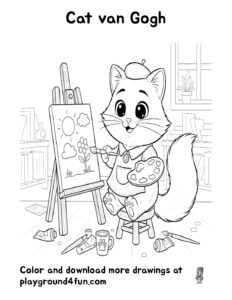 Coloring pages: Cat van Gogh pdf