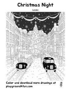 Coloring pages: Christmas Night in London pdf