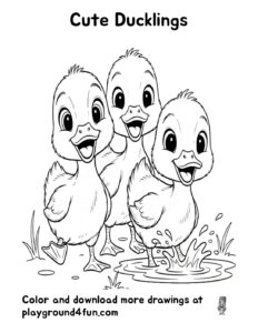 Coloring pages: Cute Ducklings pdf