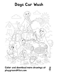 Coloring pages: Dogs Car Wash pdf