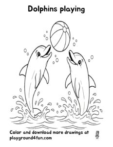 Coloring pages: Dolphins playing pdf