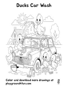 Coloring pages: Ducks Car Wash pdf