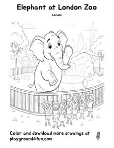 Coloring pages: Elephant at London Zoo pdf