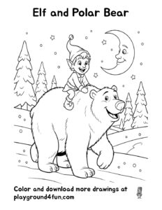 Coloring pages: Elf and Polar Bear pdf